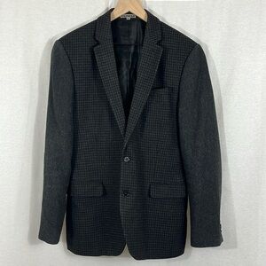 Express Photographer Fitted Wool Blend Mixed Pattern Gray Blazer Mens Size 38R
